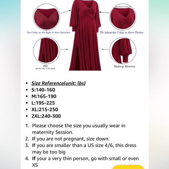 MATERNITY Gown with Bishop Sleeves - Picture 9 of 9